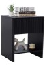 Weselon Modern Fluted Nightstan, Curved Side Bedside Table with Drawer and Open Shelf for Bedroom, Gray Washed Similar to Picture $199