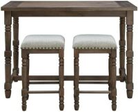 Carolina Classic Brittany Deluxe 3-Drawer Wood Bar Table in Walnut Brown and 2 Bar Stools 3 Piece Set (2 Boxes) New in box $999