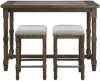 Carolina Classic Brittany Deluxe 3-Drawer Wood Bar Table in Walnut Brown and 2 Bar Stools 3 Piece Set (2 Boxes) New in box $999