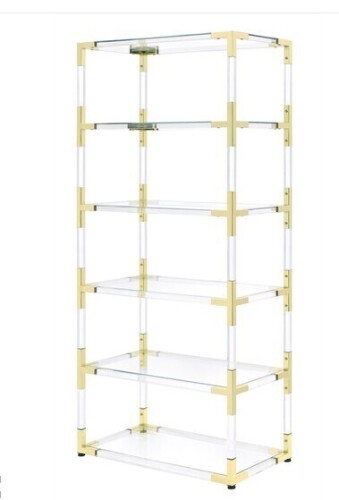 Fox Hill Trading Pure Decor Lucite Acrylic Bookcase with 6 Shelf in Clear New In Box $1799