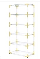 Fox Hill Trading Pure Decor Lucite Acrylic Bookcase with 6 Shelf in Clear New In Box $1799