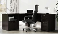Realspace&reg; Magellan Performance 71"W L-Shaped Corner Desk, Espresso (2 Boxes) New Shelf Pull $599