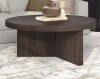 Meyer & Cross Holm 36 in. Alder Brown Round MDF Top Coffee Table CT2352. New in Box $499