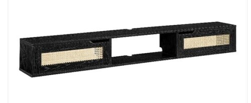 Walker Edison 70" Wood TV Stand with Rattan Doors - Black New in Box $299