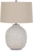 Signature Design by Ashley Jamon Contemporary 26" Round Textured Ceramic Table Lamp, Beige New in Box $299
