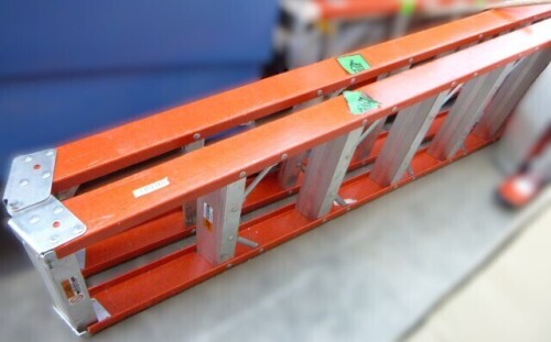 Louisville 14 ft Fiberglass Twin Front Ladder, Duty IAA. $1299