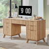 T4TREAM 60-Inch Modern Fluted Executive Desk with Drawers, Natural Oak | Charging Station, File Cabinet, Keyboard Tray, Storage Cabinet, Organized Workspace for Home, Office Similar to Picture New In Box $499