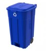 HDX 45 gal. Blue Heavy Duty Outdoor Recycling Trash Can with Wheels and Attached Lid New $89