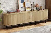 Ebern Designs 80 inch Jalonda Modern Wood TV Stand with Storage and Shelves $399
