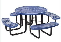 Site Furnishings 46" Round Expanded Metal Table In Blue (6 Boxes) New in Box $1299