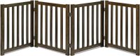 LZRS Wooden Free Standing Dog Gate 80" W x 24" H, Foldable Solid Hardwood Pet Safety Fence for House Doorways, Stairs, Hallways, Step-Over Pet Barrier, No Drill Easy Setup, Walnut New In Box $199