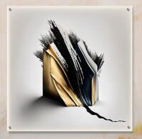 Ivy Bronx Black And Gold Cubic Expression VI - Abstract Cubism Acrylic Wall Art Decor, 30" H x 30" W New In Box $199