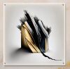 Ivy Bronx Black And Gold Cubic Expression VI - Abstract Cubism Acrylic Wall Art Decor, 30" H x 30" W New In Box $199