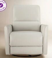 Birch Lane Santo Genuine Leather Swivel Power Recliner, Denali Ivory Genuine Leather, New Floor Model On Working $1,099