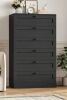 Winston Porter 51.6" H Freestanding 6 Drawer Dresser, Modern 6-Drawer Tall Dresser &ndash; Stylish Space-Saving Storage with Smooth Glide Drawers & Sturdy Base Black New Open Box $499