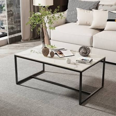 Hokku Designs Deivion Stone Top Single Coffee Table, in White New in Box $299