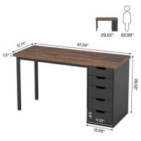 Ebern Designs Nagore 47'' Computer Desk With 5 Drawers, Brown/Black, New in Box $299