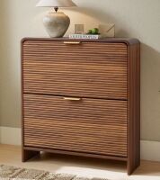 Corrigan studio 16 Pair Shoe Storage Cabinet With 2 Flip Drawers in Walnut in Box $399