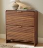 Corrigan studio 16 Pair Shoe Storage Cabinet With 2 Flip Drawers in Walnut in Box $399