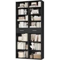 Homfa 7-Tier Bookcase with 2 Drawers, 72.8" H Double Wide Bookcase with 4 Adjustable Shelves New in Box $399