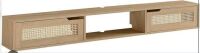 Walker Edison Destin Modern Rattan Flip-Down-Door Wall-Mounted Floating TV Stand for TVs up to 65 Inches, 58 Inch, Coastal Oak New in Box $299