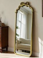 Mercer41 Gold Ornate Full Length Mirror ( 61.8"), Vintage Bow Decorative Wall Mirror New in Box $599