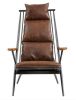 17 Stories Peterson Wood Arm Genuine Leather Lounge Chair, Brown, New in Box $899
