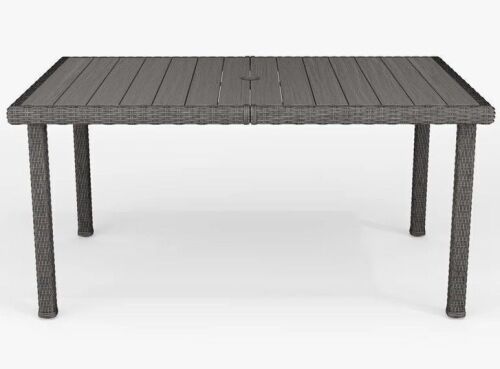 Martha Stewart Martha Stewart Bedford 62" Outdoor Rattan Wicker Patio Table with Engineered Wood Top New Shelf Pull $1999