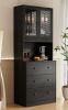 Ebern Designs 70.9'' Kitchen Pantry Cabinet in Black New in Box $699