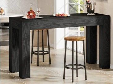 17 Stories 63" Rustic Counter Height Bar Table with 4-Leg Base in black New in Box $499