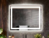 Ivy Bronx LED Bathroom Mirror Rectangular Frameless Anti-Fog Dimmable Wall LED Bathroom Vanity Mirror in White, 36"x 24" New In Box $399