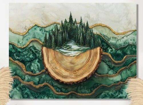 Ivy Bronx Bold Forest Landscape Path Of The Emerald River I - Forest Metal Wall Art, 34" x 44" New In Box $299
