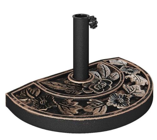 Outsunny 20 in. Half Round Patio Umbrella Base Outdoor Decorative Resin Parasol Stand Holder for 1.5 in., 1.9 in. Pole in Bronze New $99