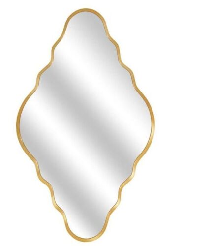 Hochwertiges 24 in. W x 39 in. H Scalloped Gold Aluminum Alloy Framed Irregular Wall Mirror New In Box $99