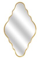 Hochwertiges 24 in. W x 39 in. H Scalloped Gold Aluminum Alloy Framed Irregular Wall Mirror New In Box $99