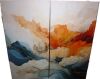 Mercer41 Abstract Orange And Blue River Ink - Blue Wall Decor, 2-Piece Set, 40"H x 40"W New In Box $299 - 2