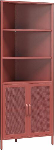 Novogratz Channing Corner Storage Cabinet with 2 Doors, Terracotta New In Box $499