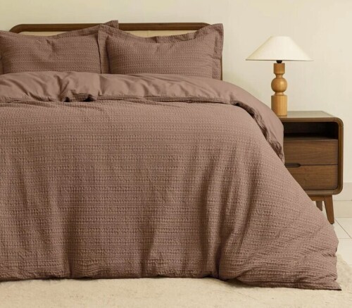 Dreamology Waffle Weave Duvet Cover,100% Cotton Waffle Duvet Cover with Zipper Closure, Soft Luxury Textured & Breathable, 2 Pillow Shams, 1 Duvet Cover (Brown, Queen) $199