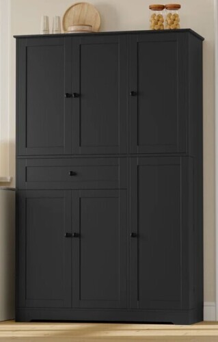 Lark Manor 68.1'' Kitchen Pantry Cabinet with Food Shelves in Black New in Box $699