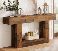 BYBLight Turrella 63 in. Mixed Brown Rectangle Wood Console Table with U Shaped Base New in Box $399