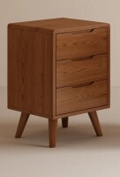 George Oliver Mid-Century Modern 3-Drawer Nightstand, Solid Wood Extra Storage Bedside Table New Shelf Pull $299