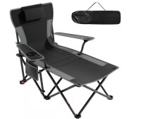 SUKLOM Folding Camping Lounge Chair w/ Footrest, 500 lbs. Heavy Duty Reclining Beach Chair w/ Pillow, Cup Holder and Carry Bag New In Box $199
