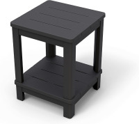 Keter Adirondack Deluxe Patio Side Table with Two Tiers and Easy Assembly - Perfect for Outdoor Fire Pit Seating, Graphite New In Box $99