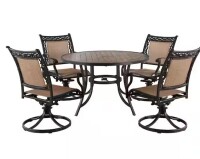 Mondawe Classic 5-Piece Cast Aluminum Outdoor Dining Set with Swivel Sling Chairs & Ceramic Tile Top Table (3 Boxes) New in Box $1899
