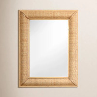 Joss & Main 30-1/2" H Rectangle Wood Framed Wall Mirror with Rattan Detail, Natural Oak, New in Box $299