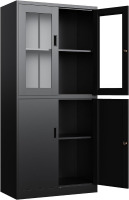 Yizosh Metal Storage Cabinet with Glass Doors - 71" Locking Display Cabinet with 2 Adjustable Shelves for Kitchen, Living Room, Dining Room (Black) New In Box $499