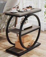 17 Stories Marquille 3-Tier Narrow End Table with Round Metal Frame New In Box $199