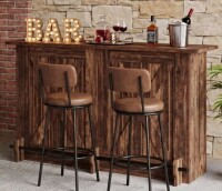 August Grove Home Bar Unit With 2-tier Shelves in Medium Brown New in Box $499