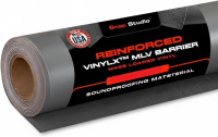 MLV Reinforced Mass Loaded Vinyl Soundproof Barrier, .5 lb/sq ft 4x25 ft Made in USA, ASTM Class B Fire Rated, Polyester Scrim, Easy to Cut, Tapered Edges, Grey Embossed, Screw or Adhesive Install New In Box $299