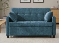 Ebern Designs 56.9'' Upholstered Convertible Sleeper Sofa with USB and Side Pocket in Blue New in Box $799